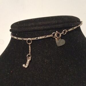 Avon  9" Sterling Silver Pave Heart and Initial Anklet Charm J